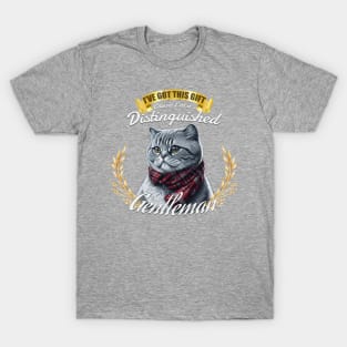 The Distinguished Scottish Fold Cat Gentleman T-Shirt